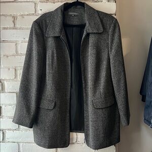 Addition Elle jacket / blazer with tweed texture  black trim silver hardware